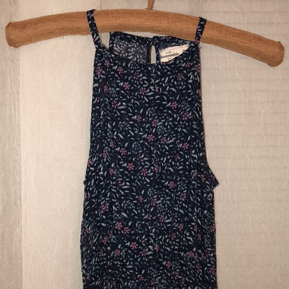 abercrombie 12 Floral Navy Coral White Sleeveless High Low Maxi Dress Lace